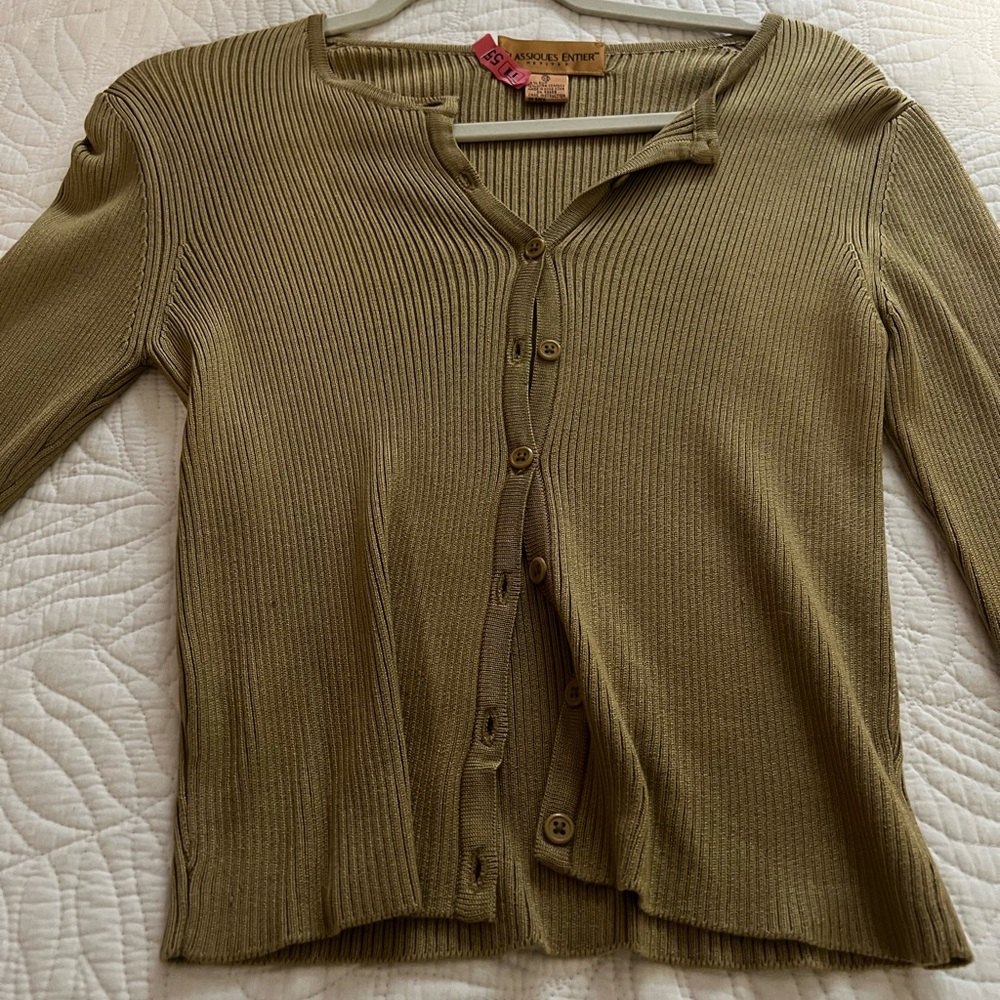 Classiques Entier Olive Green Ribbed Cardigan